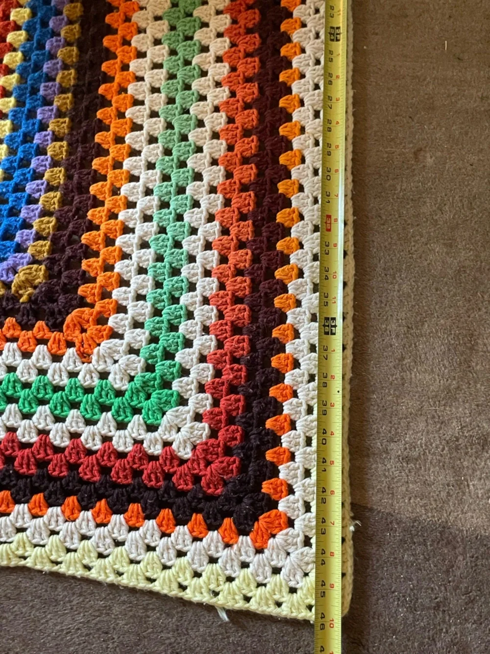 Handmade Multicolor Crochet Granny Square Throw Blanket